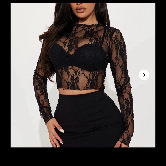 Fashion Nova Tops - Fashion Nova Black Lace Crop Top